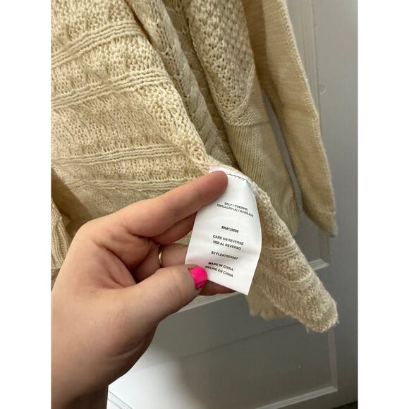Altar'd State Cream Chunky Cable Knit Grandpa Cardigan Sweater Women's Small - Picture 4 of 9